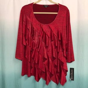 💗NWT-Notations Woman, size 1X, cranberry top